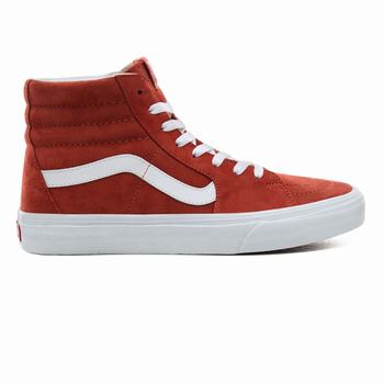 Damske Kotnikove Tenisky Vans Pig Suede Sk8-Hi Tmavo Červené/Biele VA69CSLMN